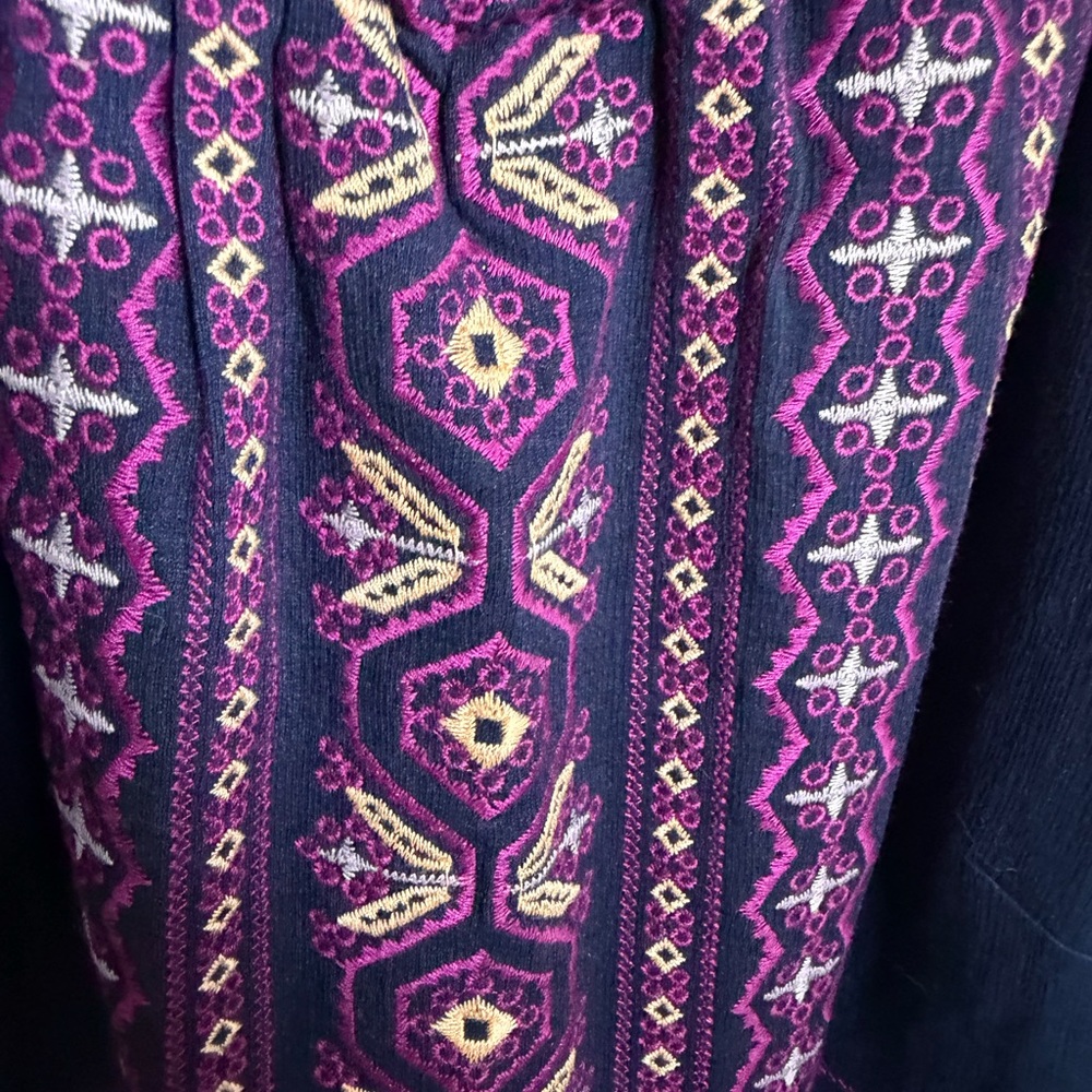 Skies Are Blue Navy Embroidered Halter Camisole with Purple Accents - Picture 7 of 8